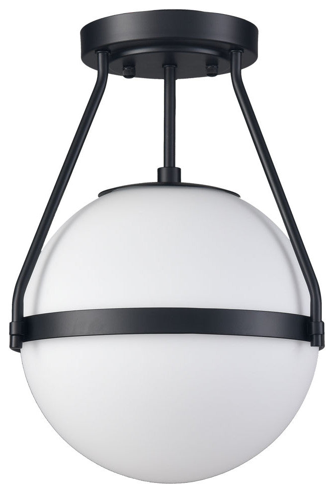 Modern Globe Semi Flush Mount Ceiling Light Sputnik Chandeliers, Black, 1-Light