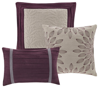 Madison Park Palmer Vera Microsuede 7-Piece Comforter Set, Purple