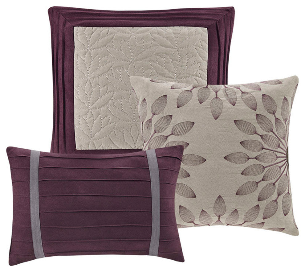 Madison Park Palmer Vera Microsuede 7-Piece Comforter Set, Purple