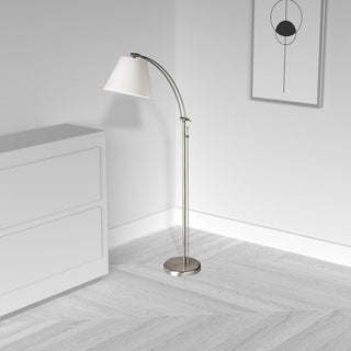 Hempstead Adjustable Steel Floor Lamp, Satin Chrome and White