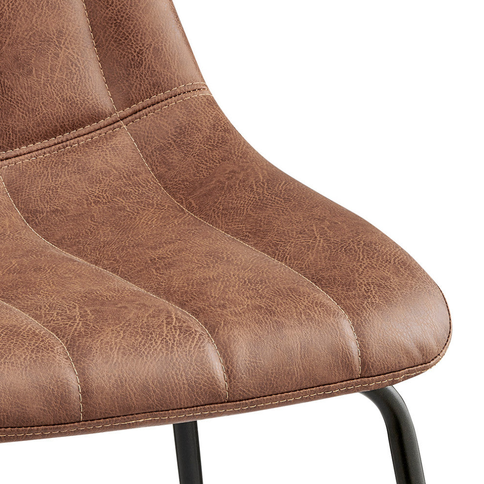 Robert PU Counter Stool,, Set of 4, Umber Brown, Dining Side Chair, Faux Leather