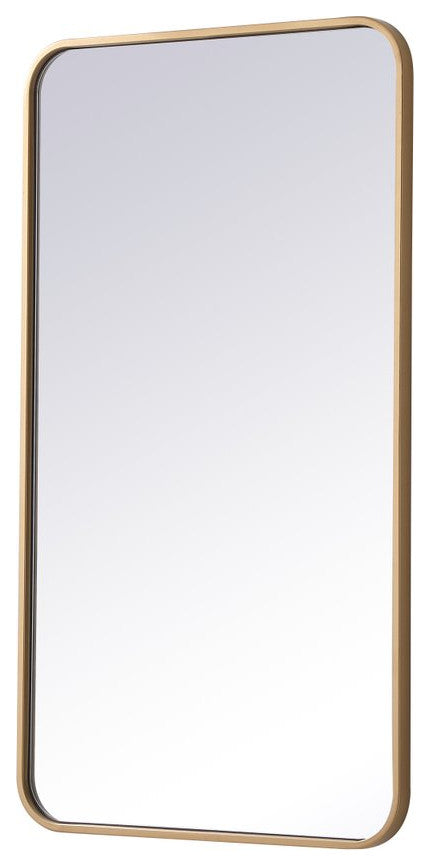 Ellis Soft Corner Metal Rectangular Mirror, Brass, 20"x36"