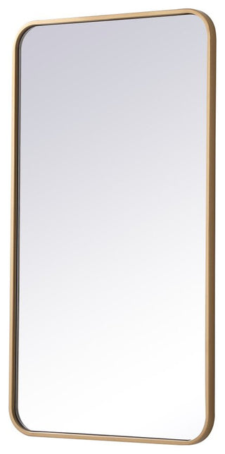 Ellis Soft Corner Metal Rectangular Mirror, Brass, 20" x 36"