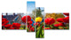 Tulips in the Netherlands Village, Floral Canvas Art Print, 60"x32", 4 panels