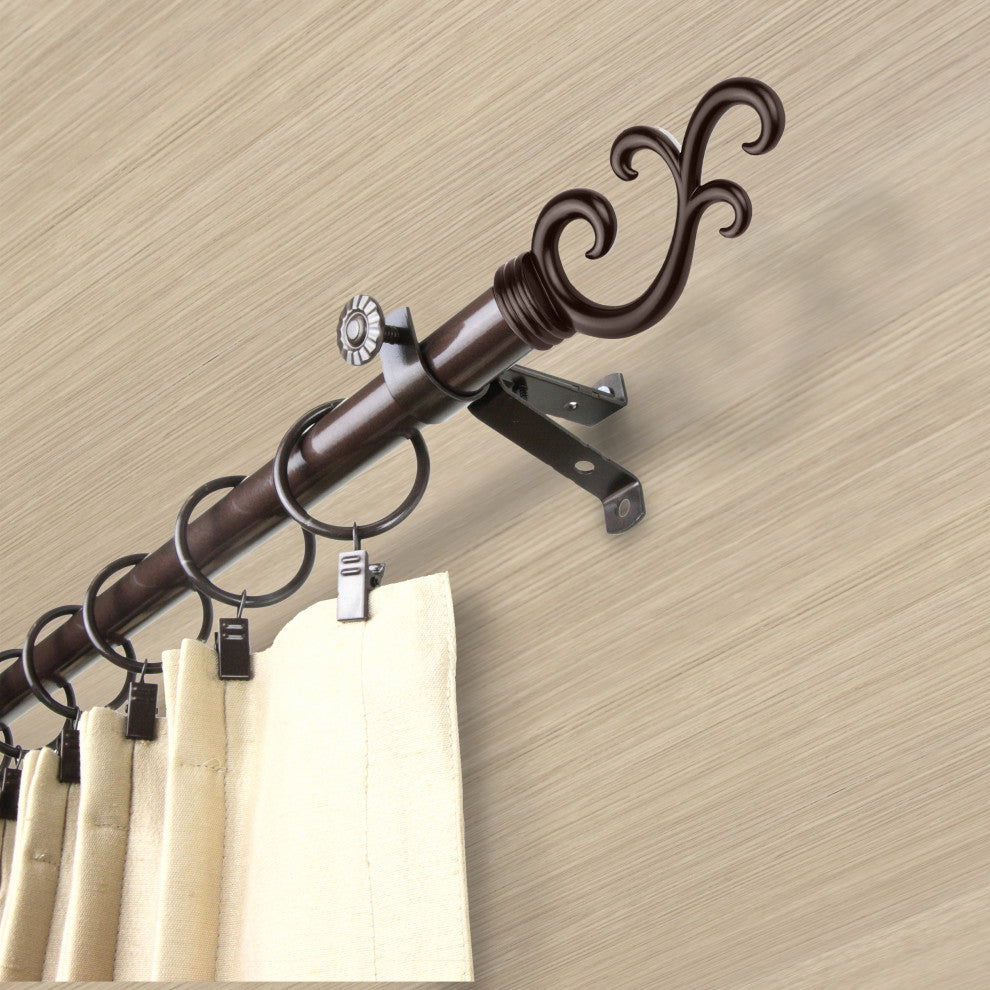 Bolton 13/16" Diameter Curtain Rod, Cocoa, 18-28"