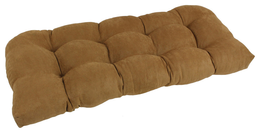 42"x19" U-Shaped Micro Suede Polyester Tufted Settee/Bench Cushion, Camel