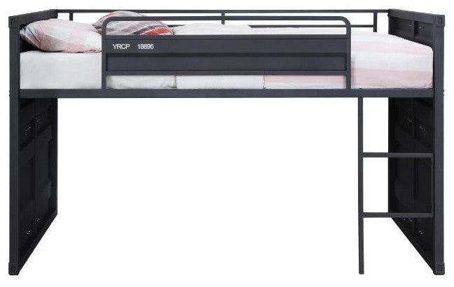 Lena Metal Loft Bed, Slides, Gunmetal, Twin