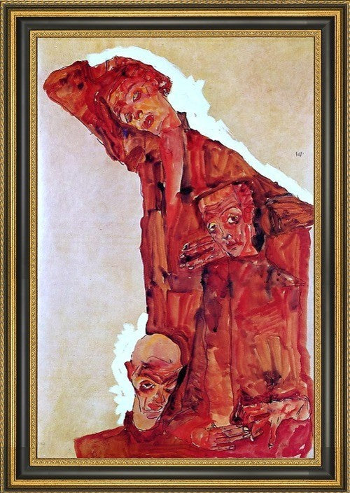 Egon Schiele Composition Three Male Figures (Self Portrait)