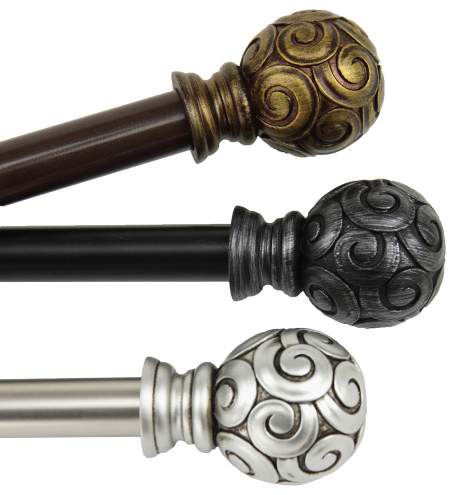 Allana 13/16" Diameter Curtain Rod, Cocoa, 18-28"
