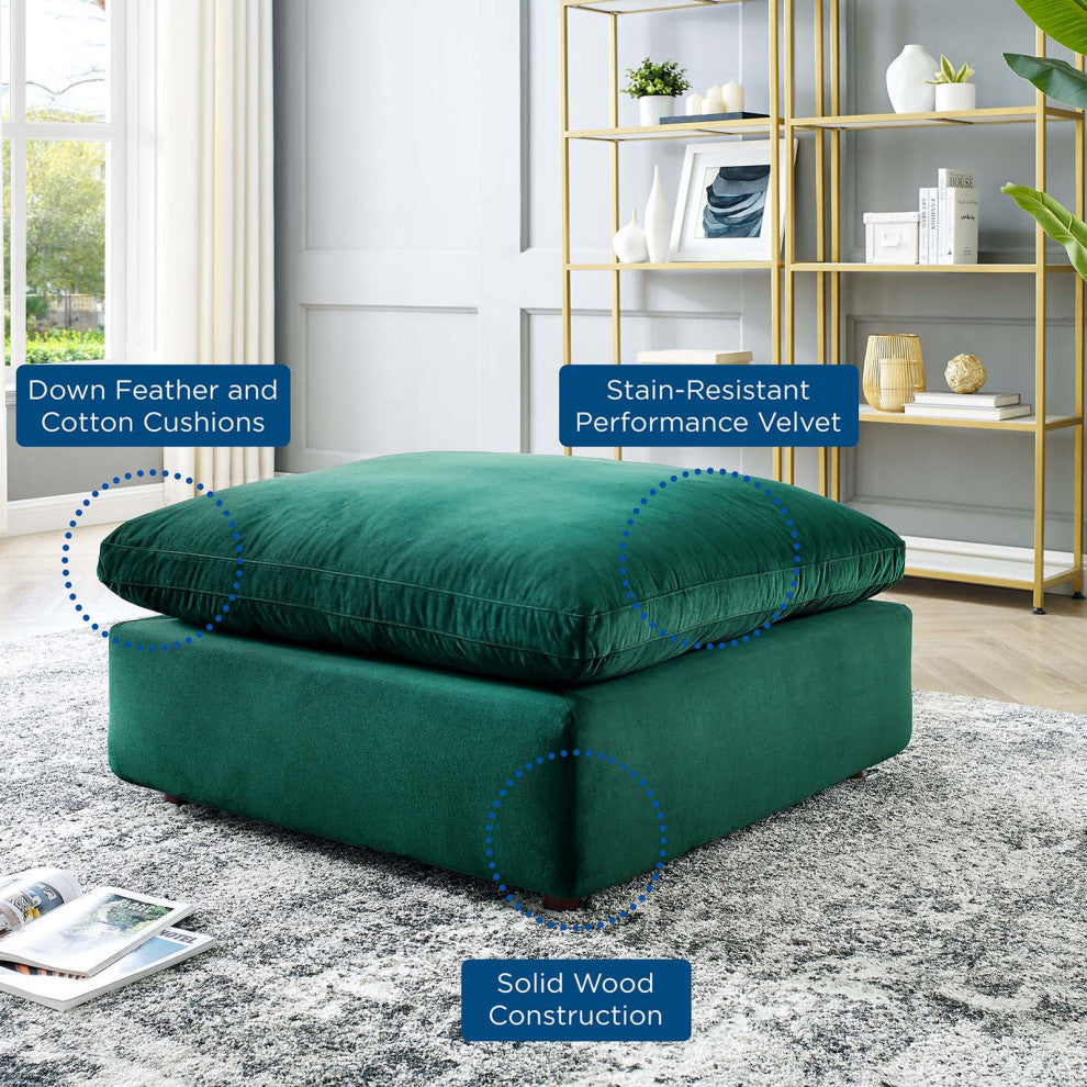 Accent Chair Ottoman, Velvet, Green, Modern, Living Lounge Hotel Hospitality