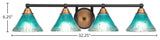 Paramount 4-Light Bath Bar, Matte Black & Brass, 7" Teal Crystal Glass