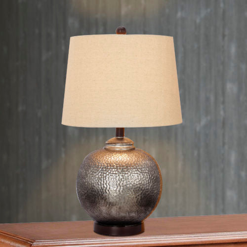 24" Antique Brown Mercury Glass and Oil Rubbed Bronze Metal Table Lamp