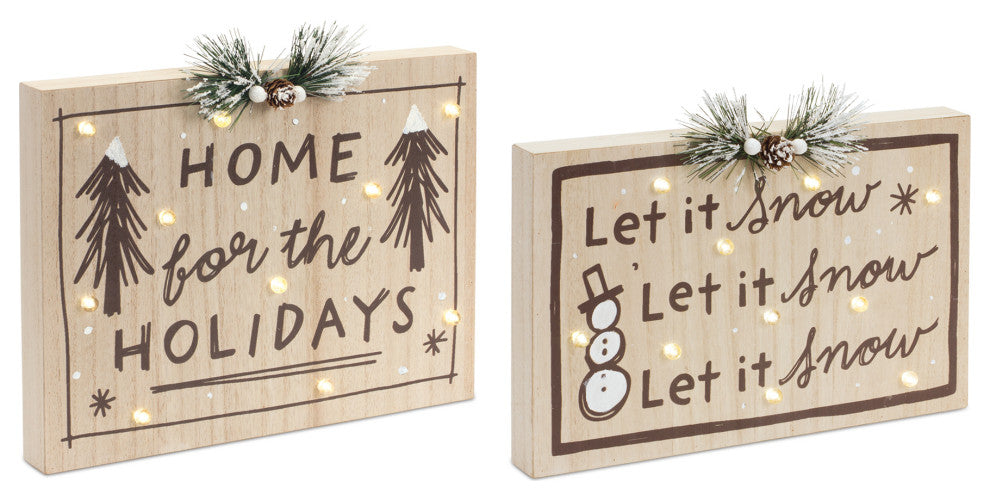LED Holiday and Snow Sign, 2-Piece Set