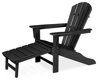 Polywood Palm Coast Ultimate Adirondack with Hideaway Ottoman, Black