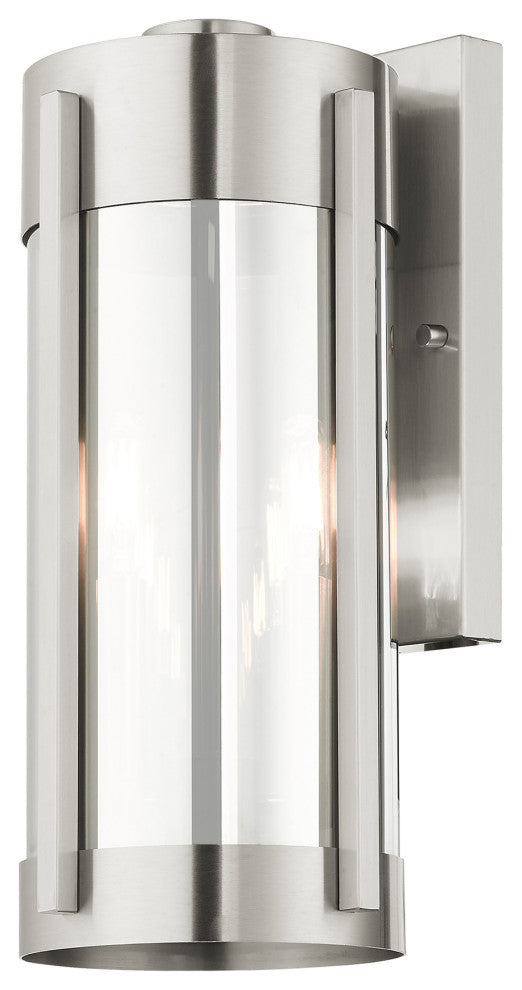 Livex Lighting Sheridan 2 Light Brushed Nickel Medium Outdoor Wall Lantern