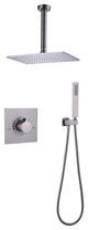 Ceiling Mounted Rain Shower System with Hand Shower-Includes Rough-in Valve, Brushed Nickel