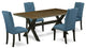 X677El121-5, 5-Piece Dining Set Table Top and 4 Chairs, Wire Brushed Black