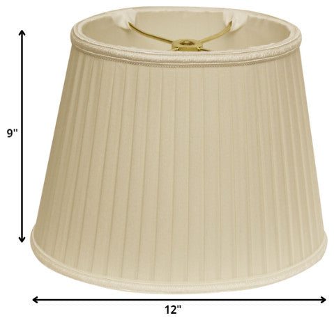 12" Ivory Oval Side Pleat Paperback Shantung Lampshade