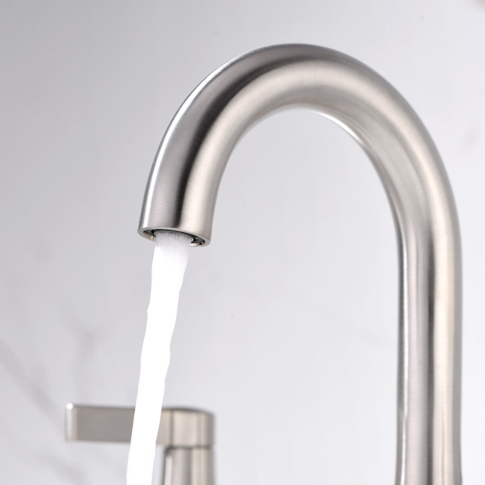 Luxier WSP11-T 2-Handle Widespread Bathroom Faucet with Drain, Brushed Nickel