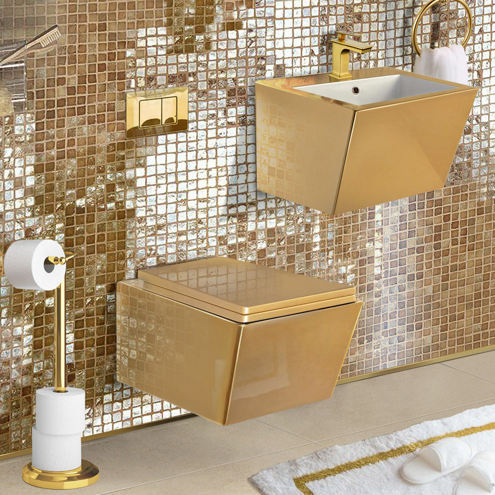 Wall Mount Gold Toilet, Toilet