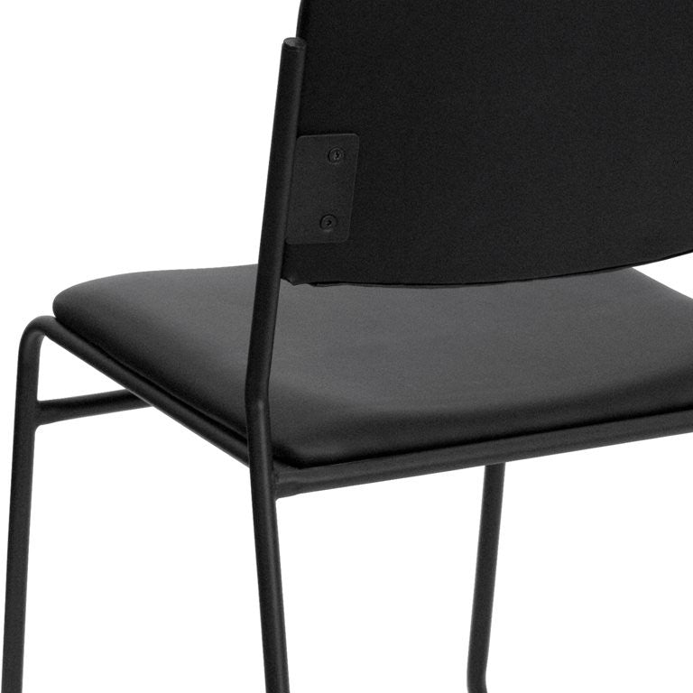 5 Pack Stackable Chair, Multipurpose Design With Black Upholstered Seat, Vinyl