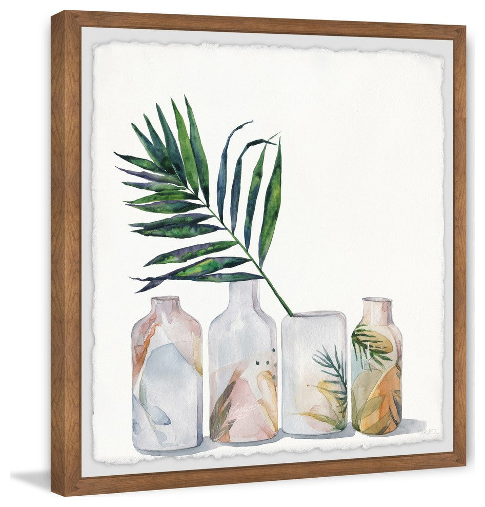 "Tropic Palm Vases" Framed Painting Print, 18"x18"