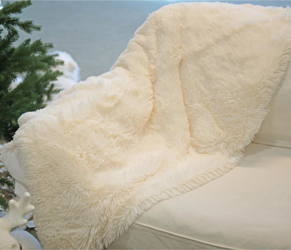 White Christmas Cream Decorative Throw Blanket