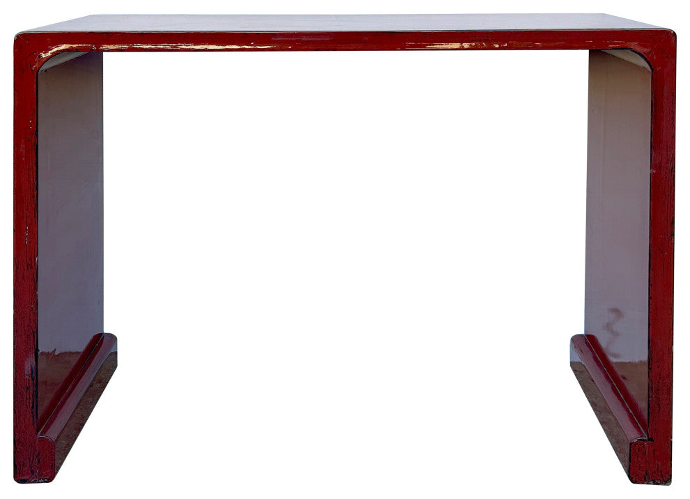 Gloss Brick Blood Red Lacquer Rectangular Console Foyer Side Table