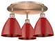 Ballston Dome-3 Light 19" Flush Mount-Antique Copper, Red Shade