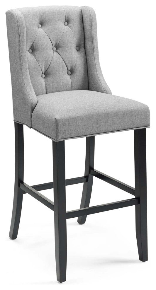 Light Gray Baronet Tufted Button Upholstered Fabric Bar Stool