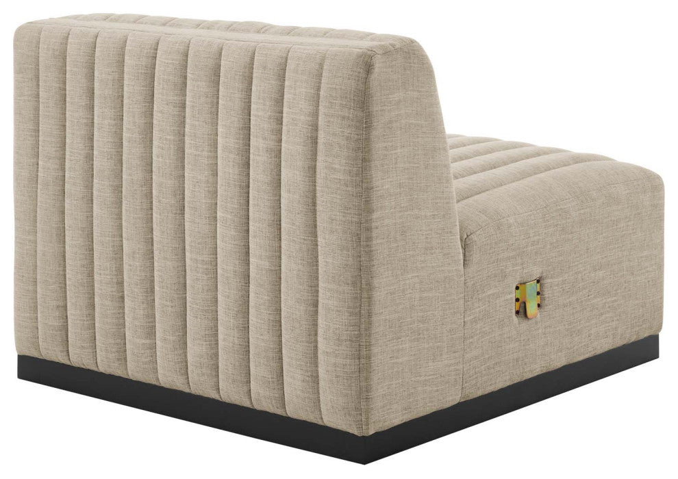Conjure Channel Tufted Upholstered 4-Piece Sofa, Black Beige