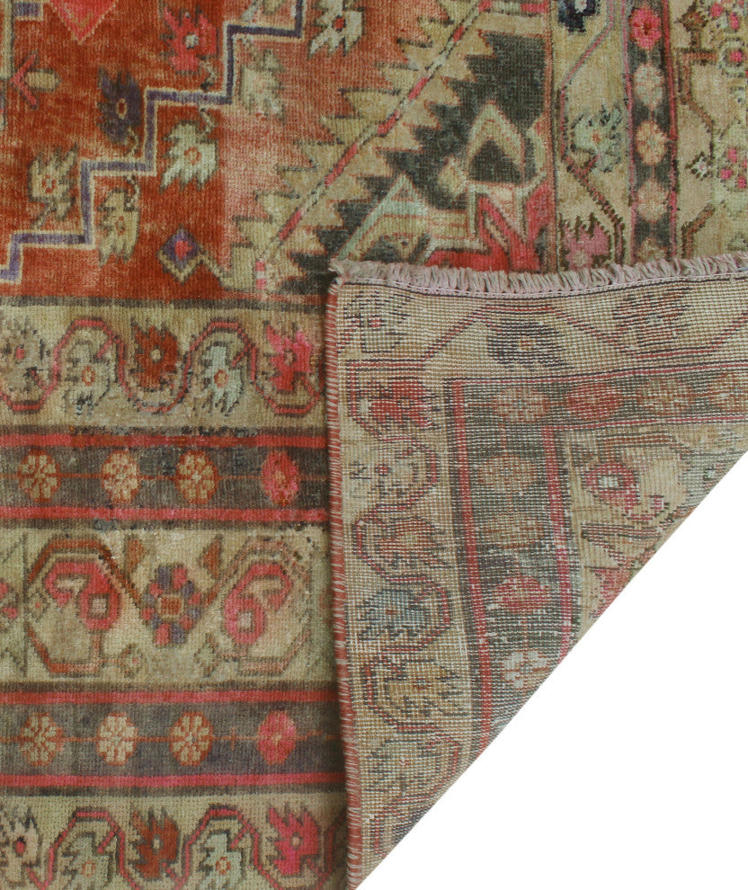 Vintage Distressed Odell Rust/Light Brown Runner, 4'5x10'6