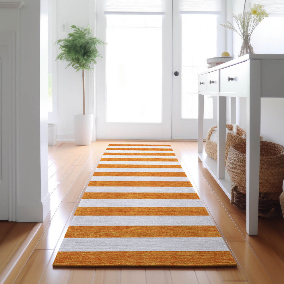 Premium Machine Washable Mayfield AMF528 Orange 2'3" x 7'6" Runner Rug