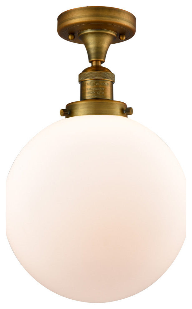 X-Large Beacon 1-Light Semi-Flush Mount, Brushed Brass, Matte White