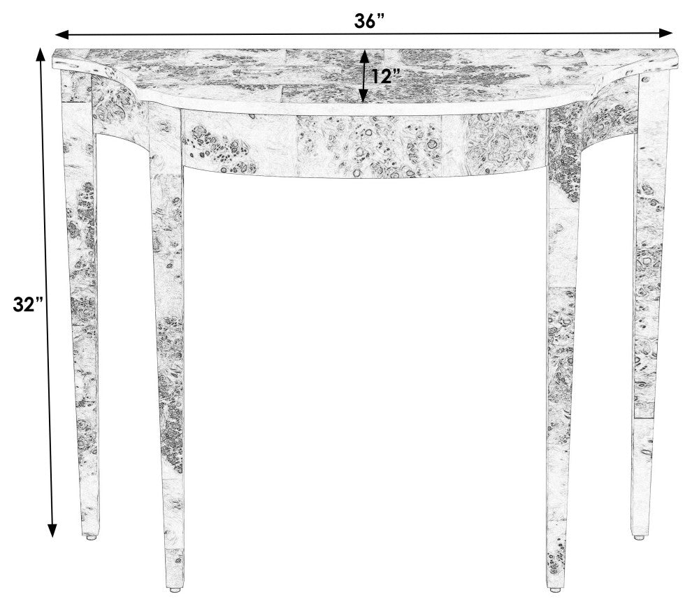 Chester Burl 36" Console Table, Light Burl