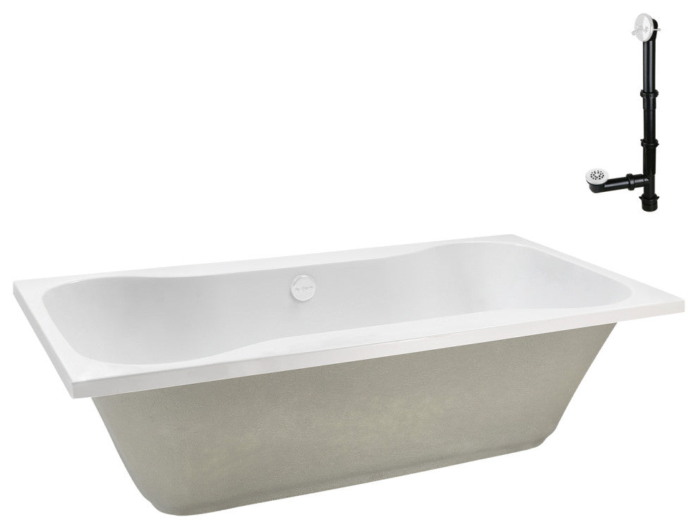 Streamline 72 in. x 36 in. Acrylic Drop-In Bathtub, Glossy White