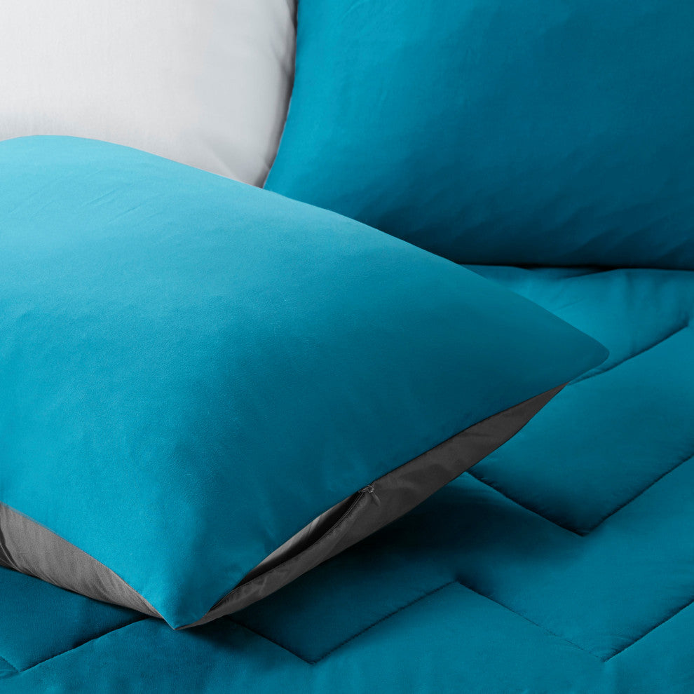 Intelligent Design Microfiber Solid Comforter Mini Set, Full/Queen