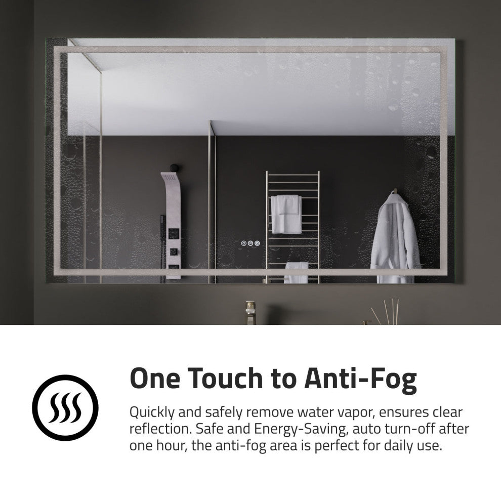 ANZZI 36" x 60" Frameless LED Front/Back Light Bathroom Mirror WithDefogger