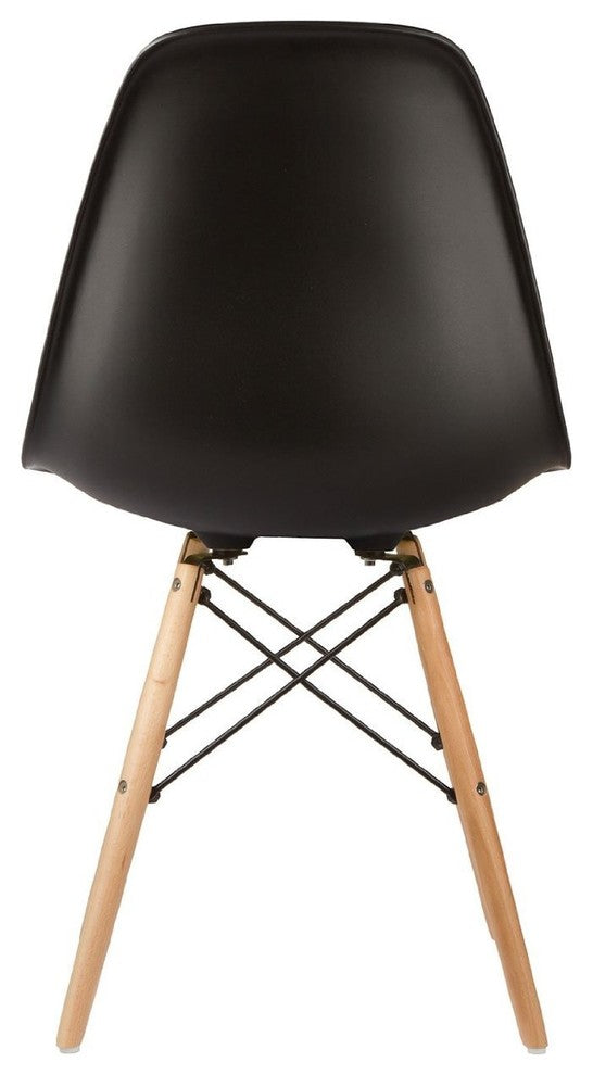 Nicer Furniture Side Chair with Natural Wood Legs Set of 4 (Black)