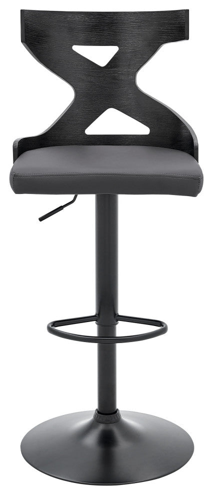 Gray Faux Leather Stylish Curved Back Bar Stool
