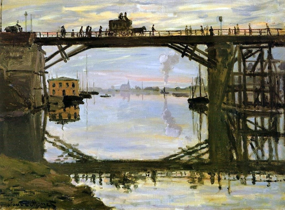 Claude Oscar Monet The Wooden Bridge, 21"x28" Wall Decal