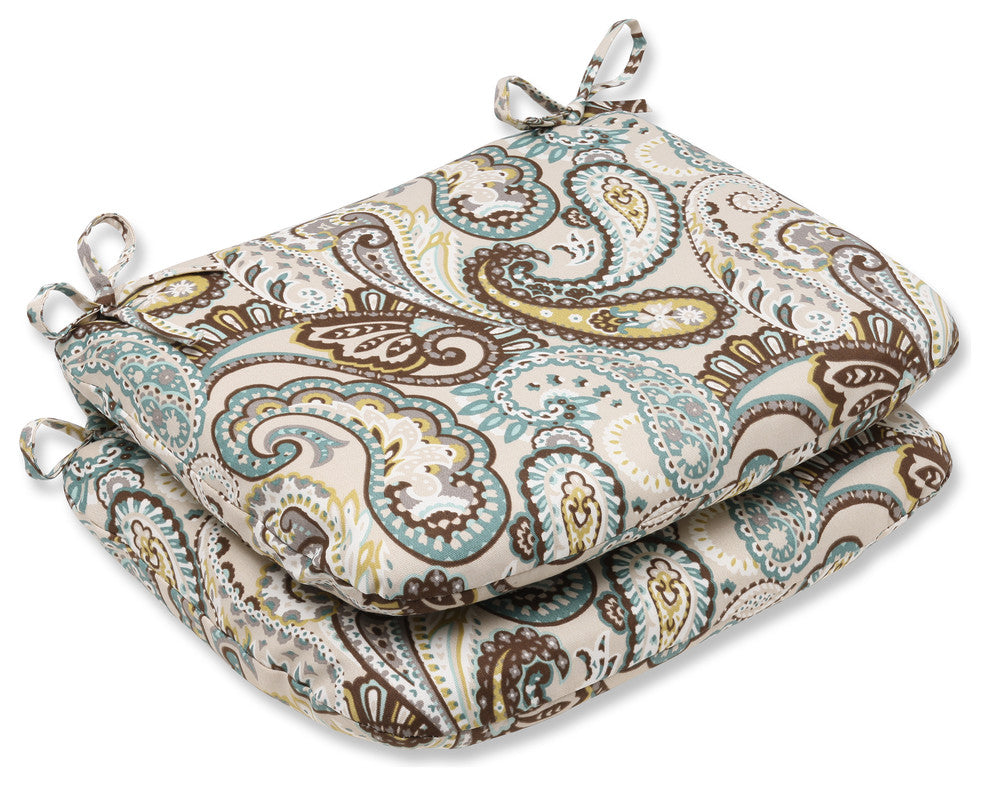 Tamara Paisley Quartz Rounded Corners Seat Cushion, Set of 2