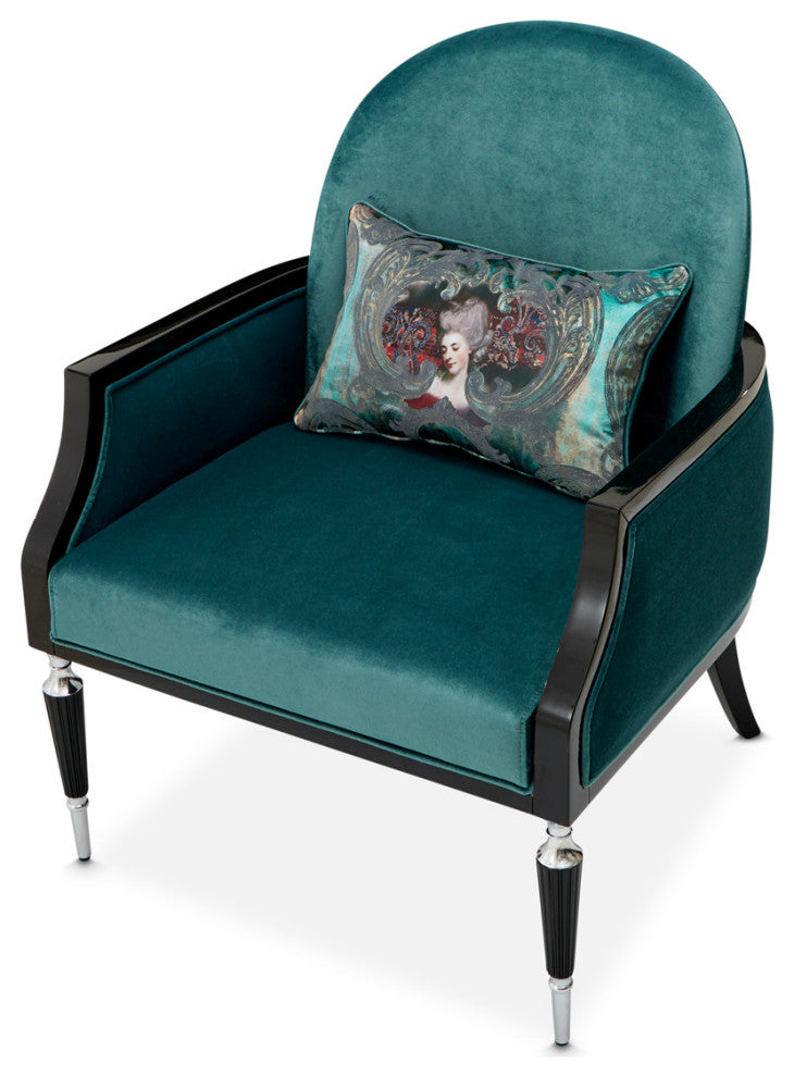 La Francaise Velvet Accent Chair Azure/Black