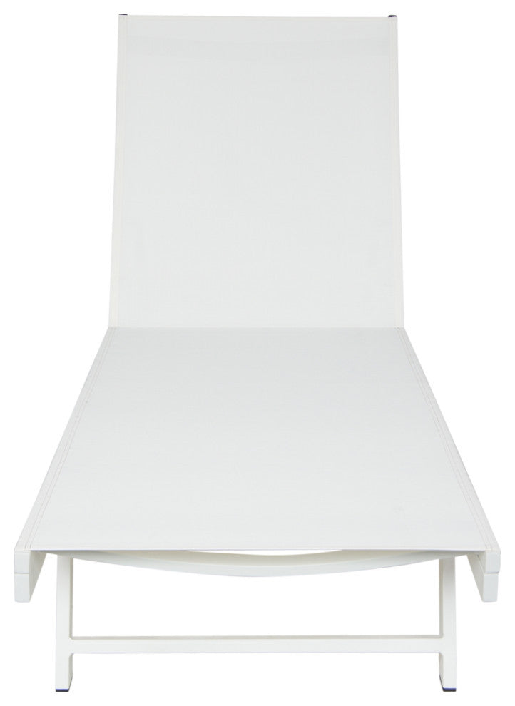 Simon Outdoor Aluminum and Mesh Chaise Lounge, White, Set of 2