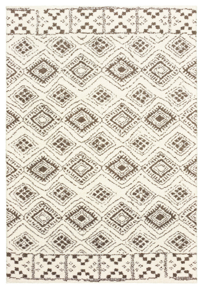 Viviana Distressed Tribal Ivory/ Brown Area Rug, 6'7"X9'6"