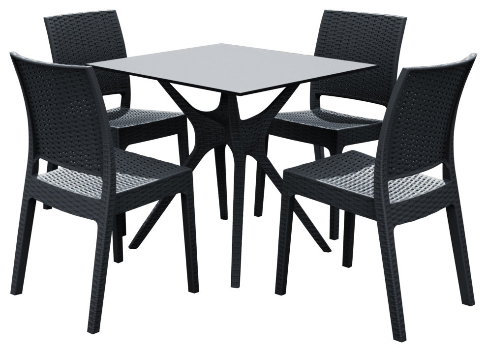 Compamia Ibiza 5-Piece Square Outdoor Dining Set, Dark Gray