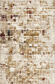 3"x5" Brown Beige Abstract Tiles Distressed Area Rug