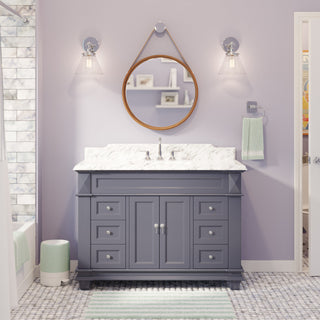 Elizabeth 48" Bathroom Vanity, Marine Gray, Carrara Marble