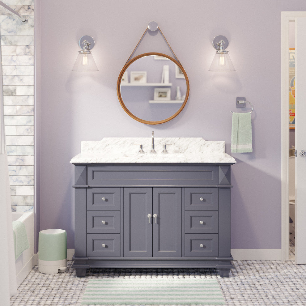 Elizabeth 48" Bathroom Vanity, Marine Gray, Carrara Marble