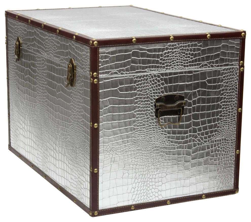 Faux Leather Silver Crocodile Trunk